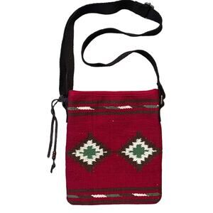 Southwestern Woven Blanket Crossbody Bag Red Brown Crossbody American Eagle